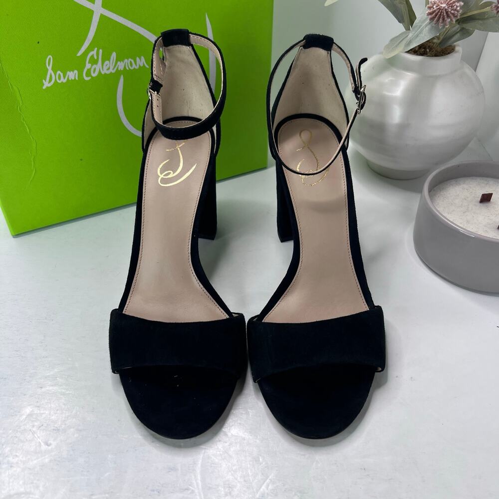 Sam Edelman Robyn Leather Ankle Strap Heel Black I3433L3002 Women 10.5M Tried On - Picture 5 of 11